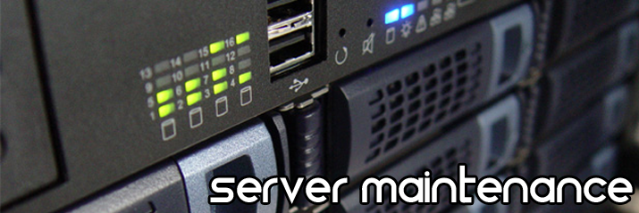 Rack mounted Network Equipment - Text: Server Maintenance
